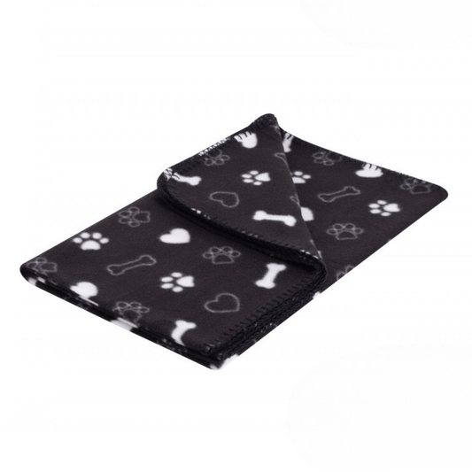 Black Paw Print Dog Pet Blanket 120x110cm