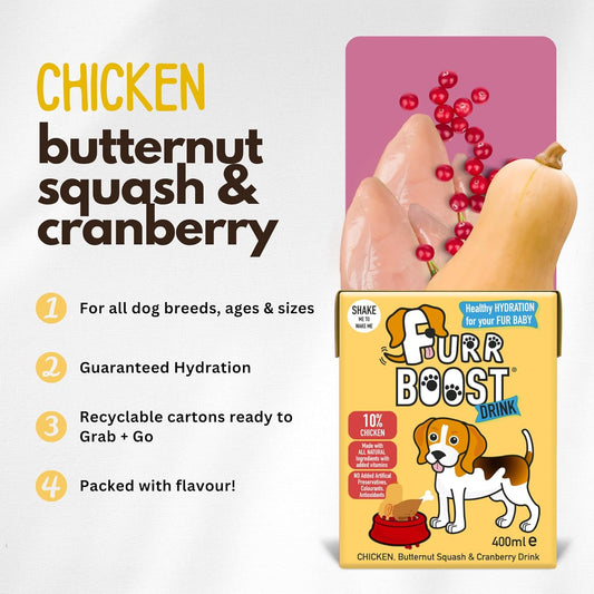 Furr Boost Chicken, Butternut Squash & Cranberry Dog Drink – 400ml