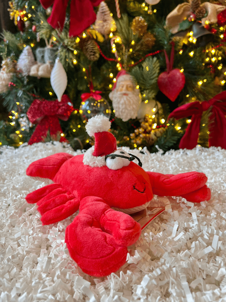 christmas lobster plush dog toy