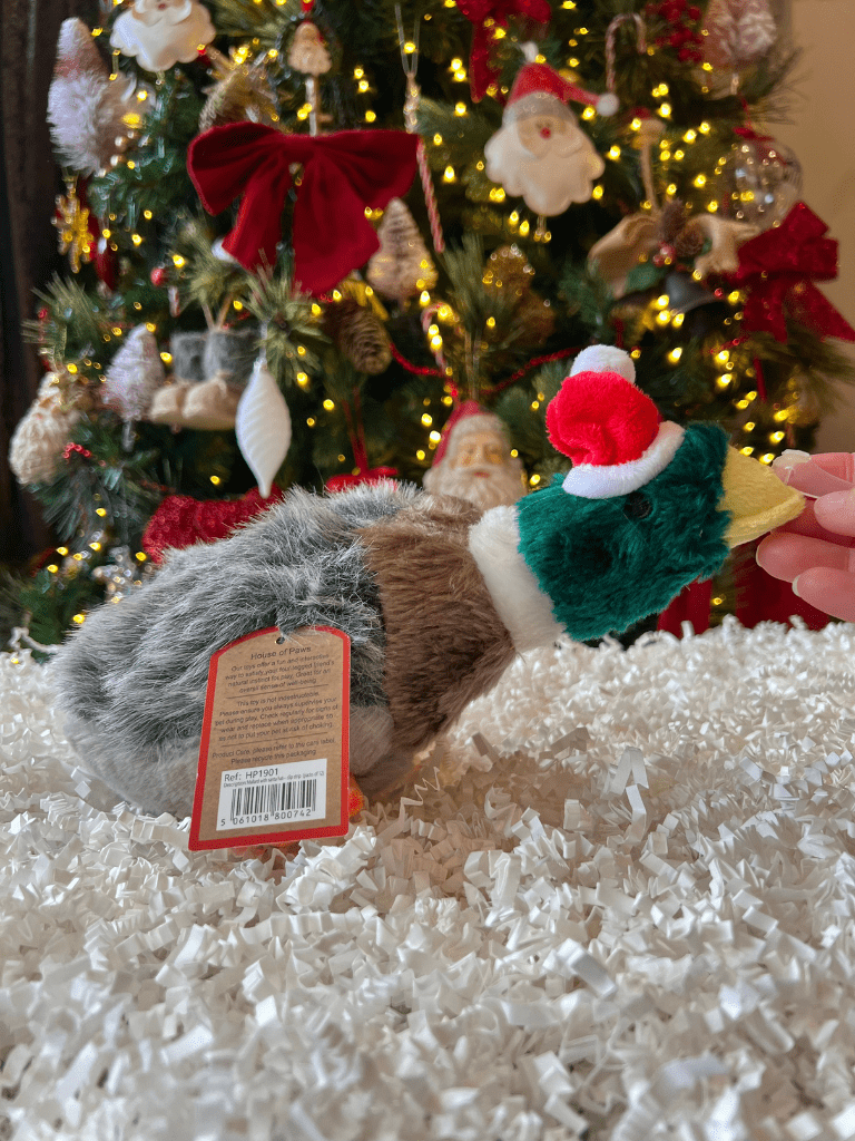 christmas mallard plush dog toy