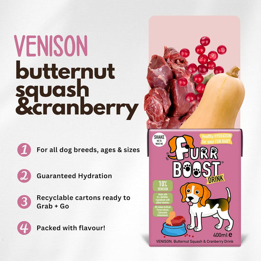 Furr Boost Venison, Butternut Squash & Cranberry Dog Drink – 400ml