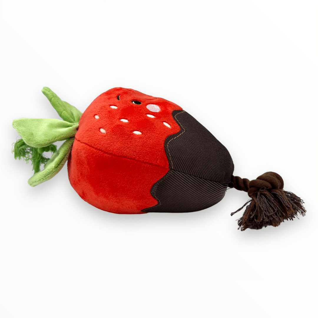 Stror Berry Toy Large Chocolate Dipped Strawberry Dog Toy - MyDogify