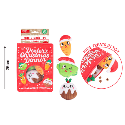 christmas dinner bag plush hide and seek burrow dog toy