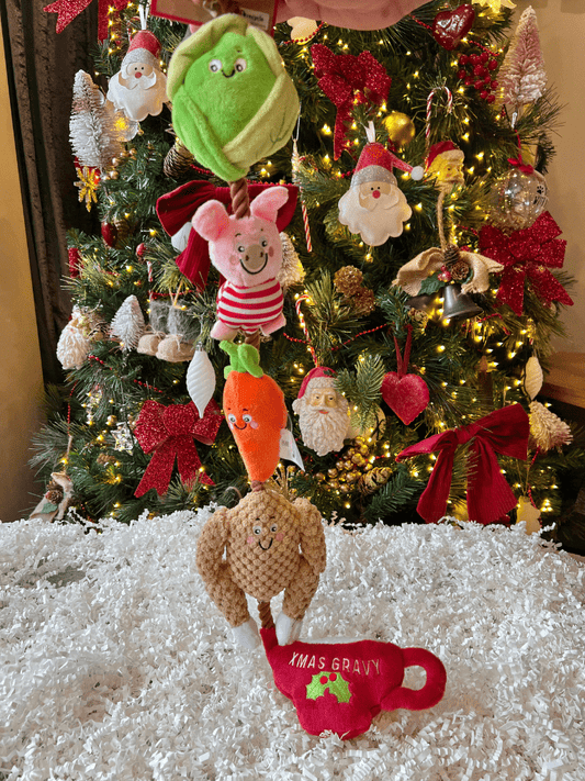 christmas dinner plush rope dog toy