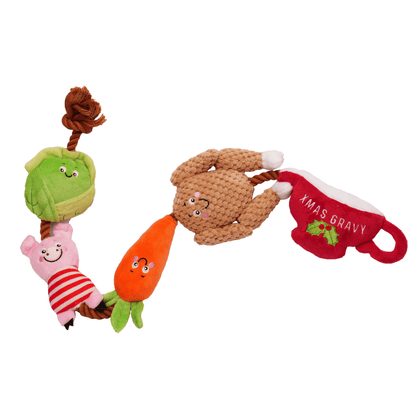 christmas dinner plush rope dog toy