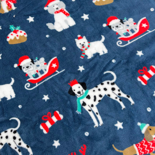 christmas dog print sherpa pet blanket