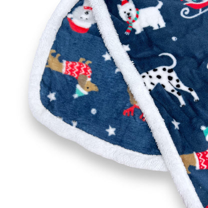 christmas dog print sherpa pet blanket