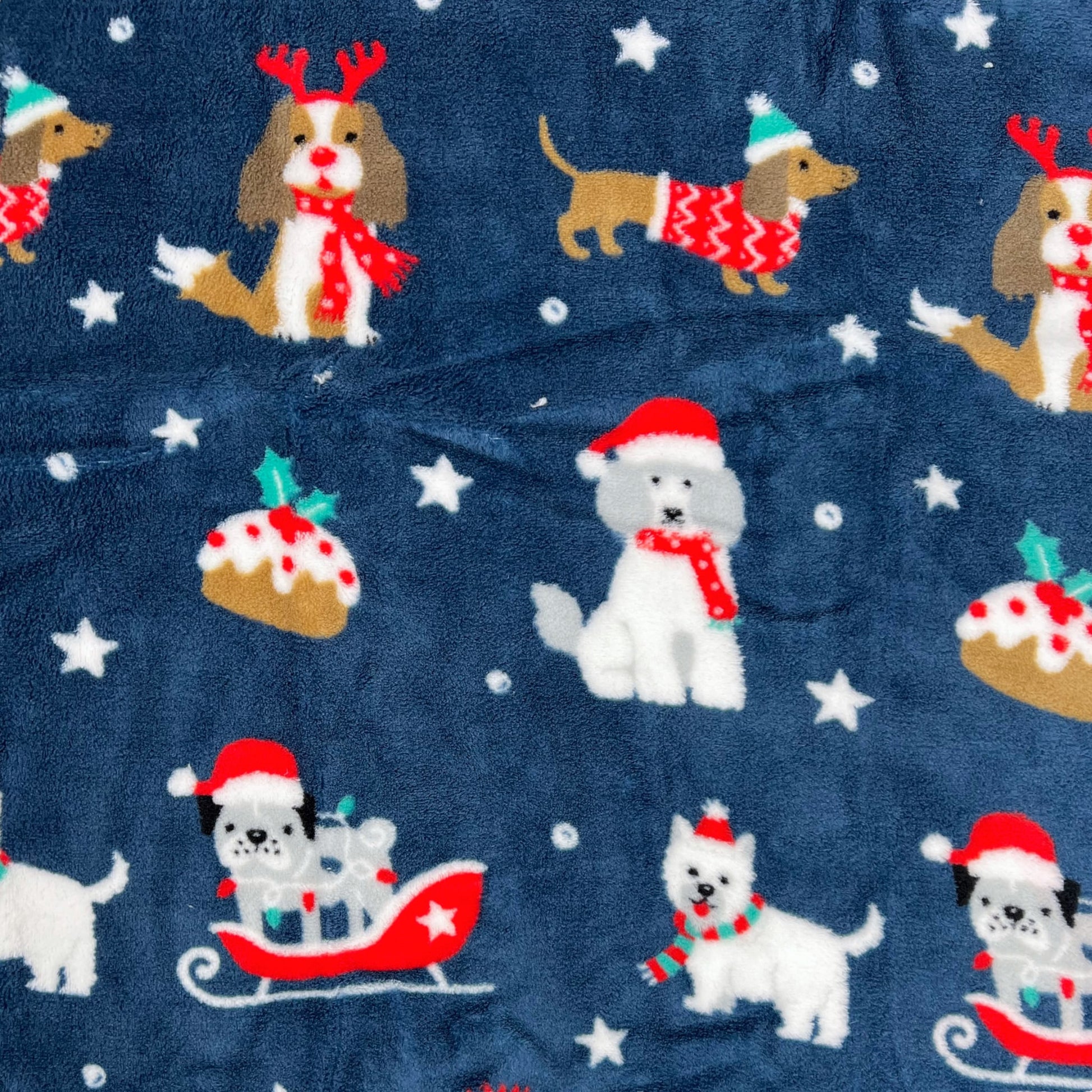 christmas dog print sherpa pet blanket