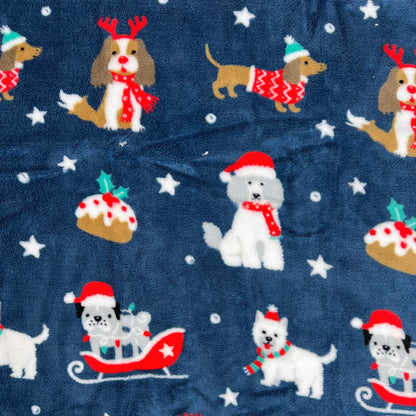 christmas dog print sherpa pet blanket