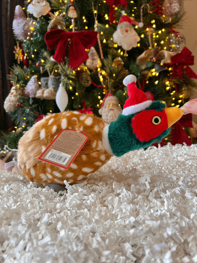 christmas pheasant plush dog toy