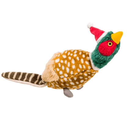 christmas pheasant plush dog toy