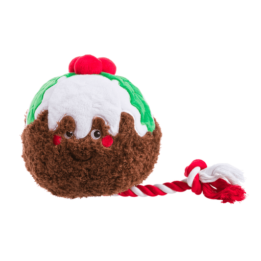christmas pudding plush rope dog toy