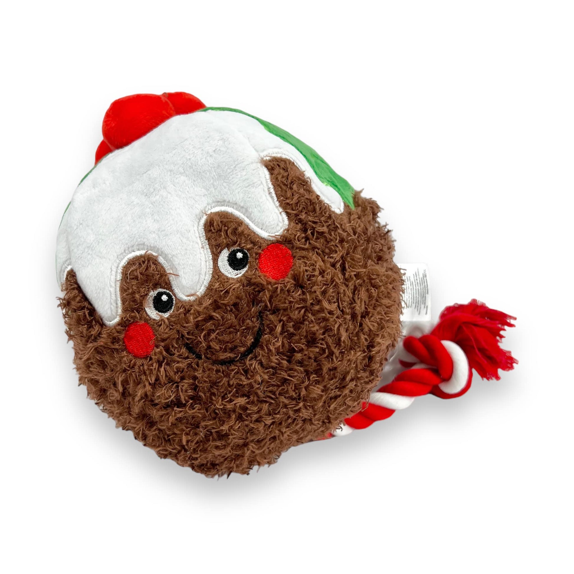 christmas pudding plush rope dog toy